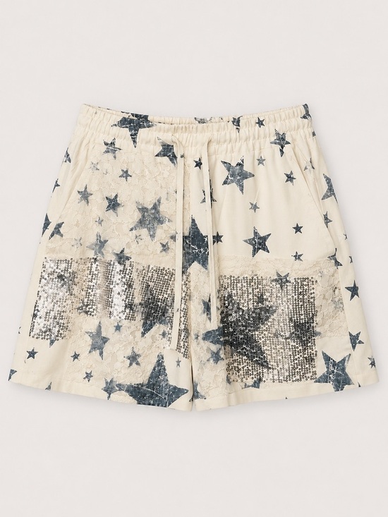 Origami Pants - Origami Brand NWT Star Lace Sequin Patch Shorts (260)